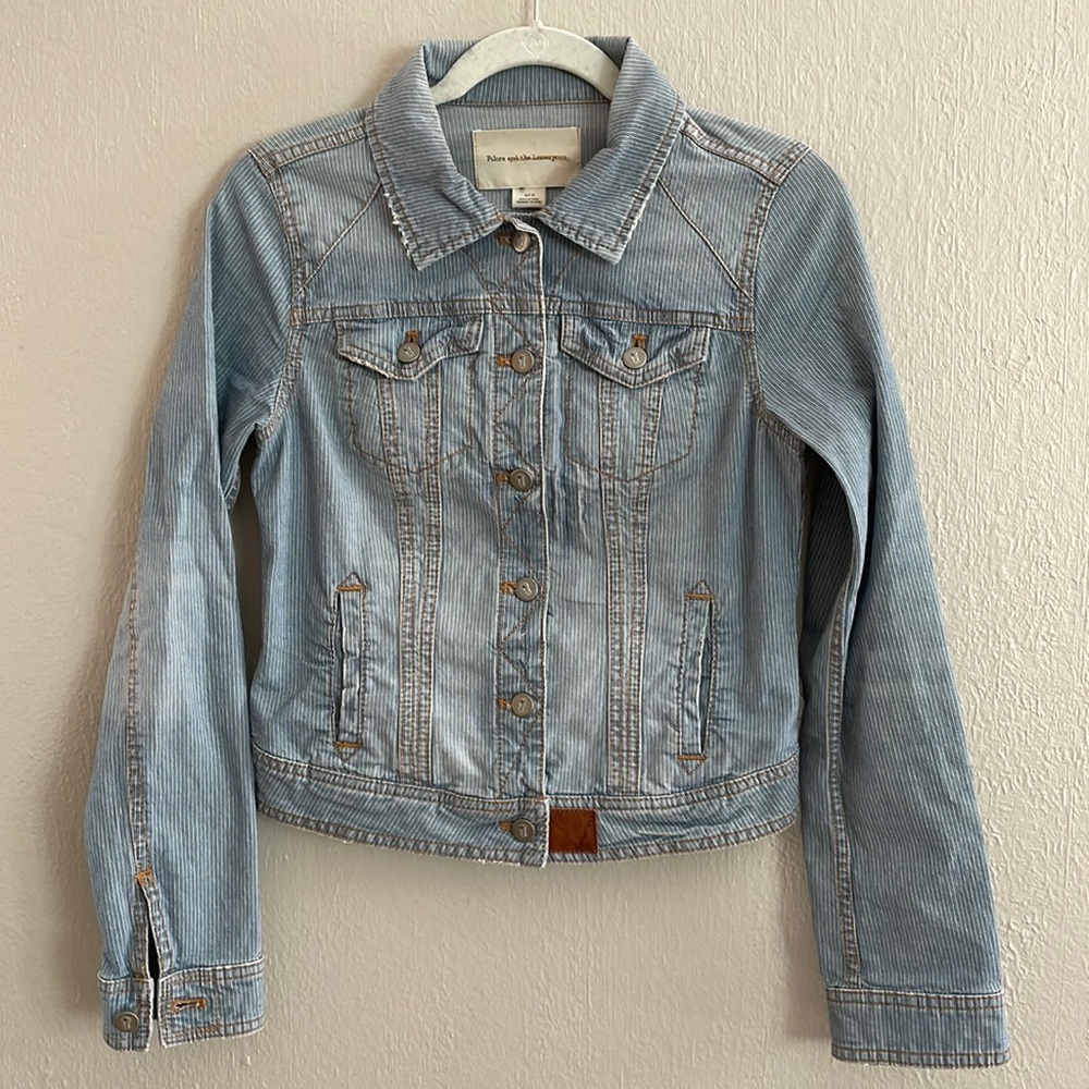 Anthropologie Pilcro Classic Denim Railroad Stripe Jacket